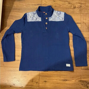 ORVIS women’s 3/4 floral pullover size medium long sleeve blue - [EUC]